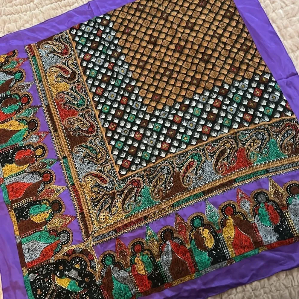 Colorful Patterned silk Scarf